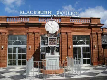 Tim Hunkin clock outside blackburn Pavilion