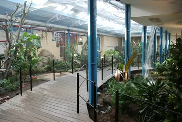 Inside Blackburn pavilion aviary 