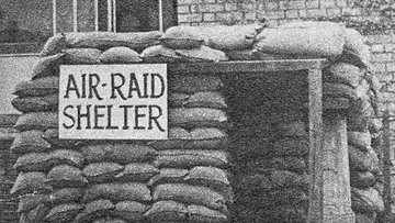 An air raid shelter built at London Zoo next to the 'rodent house'