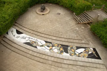 The full mosaic complete with the words Think of this sometimes