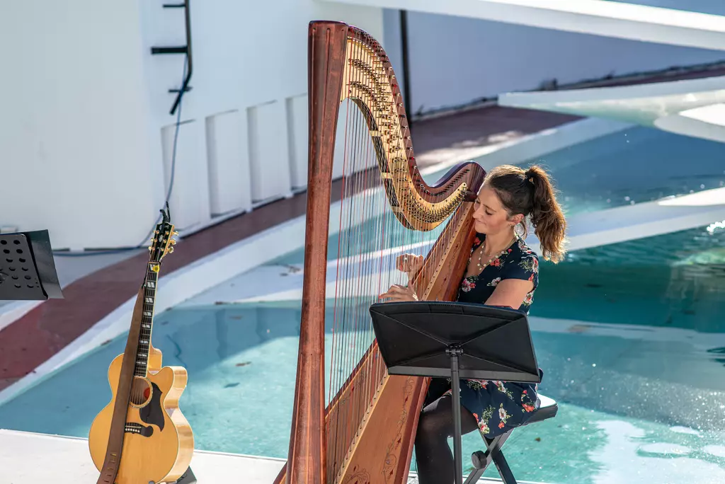 Harpist at Lubetkin Penguin Pool