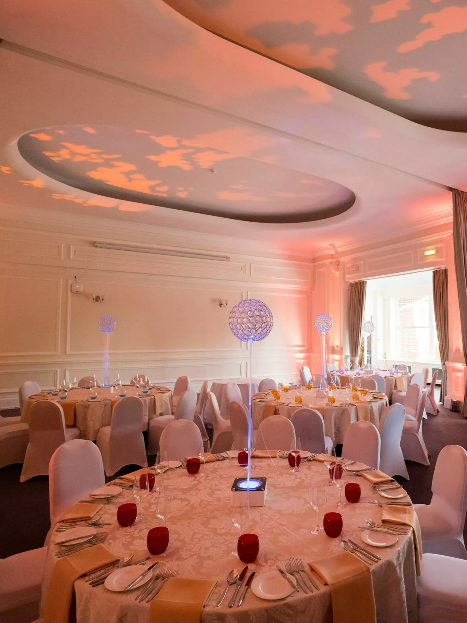Prince Albert Suite tables decorted for an event
