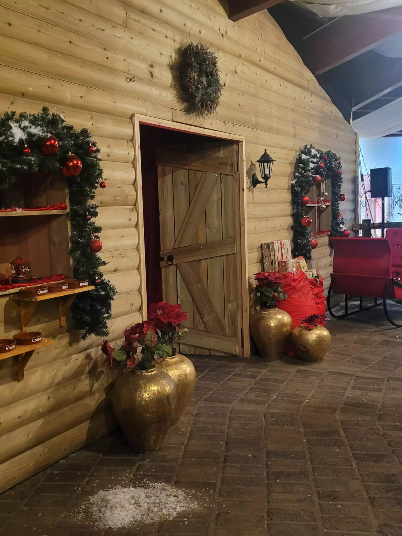 A venue decorated for a Christmas parties