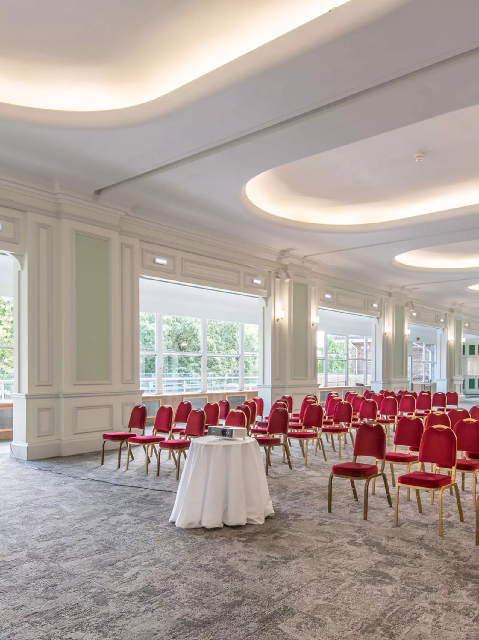 Prince Albert Suite with chairs laid out ready for an event